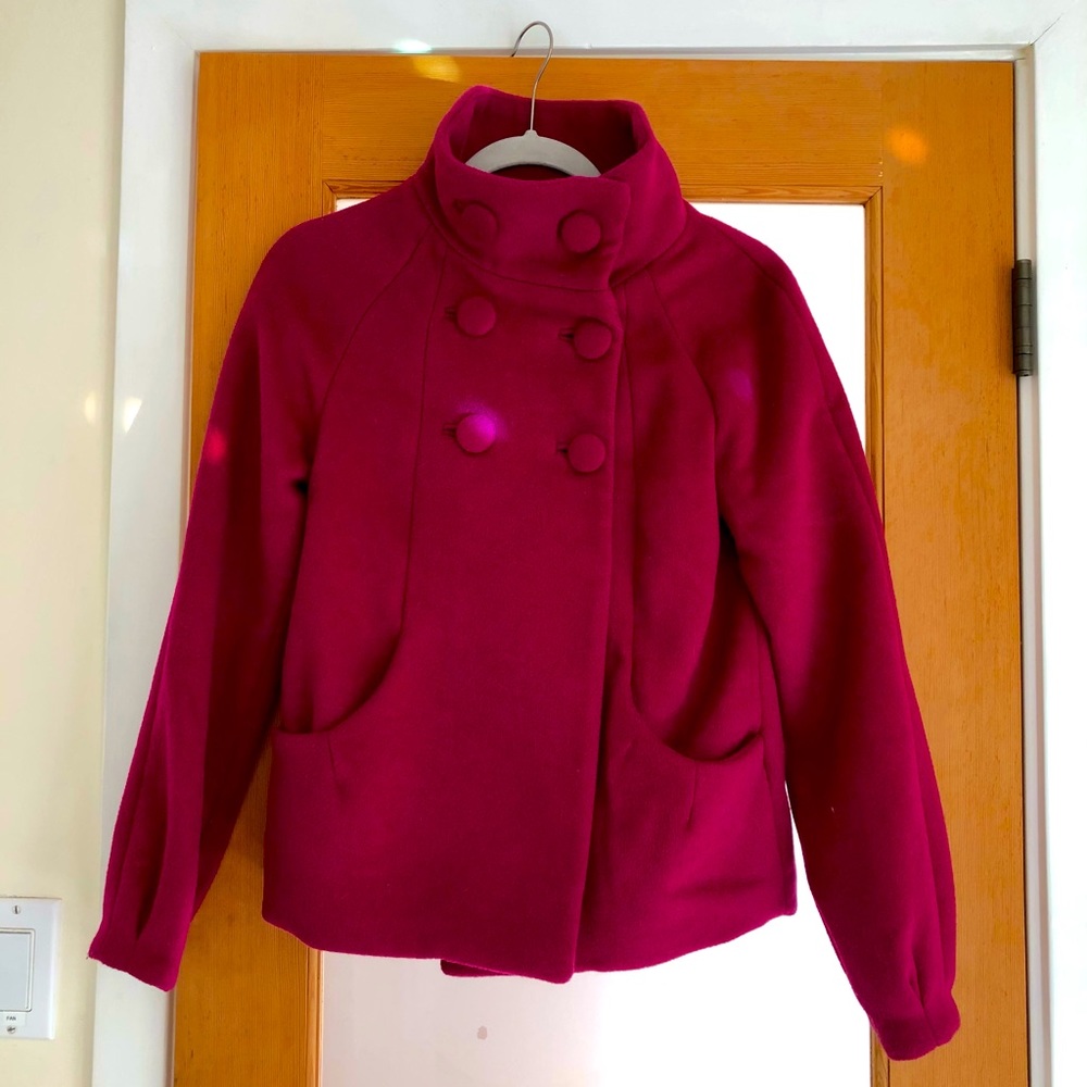 H&M Pea Coat, Fuschia